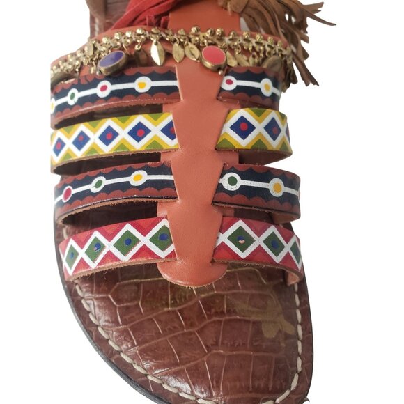 Sam Edelman Linny Gladiator Bohemian Tribal Sandals Women's Size 9 MINT - Picture 3 of 8